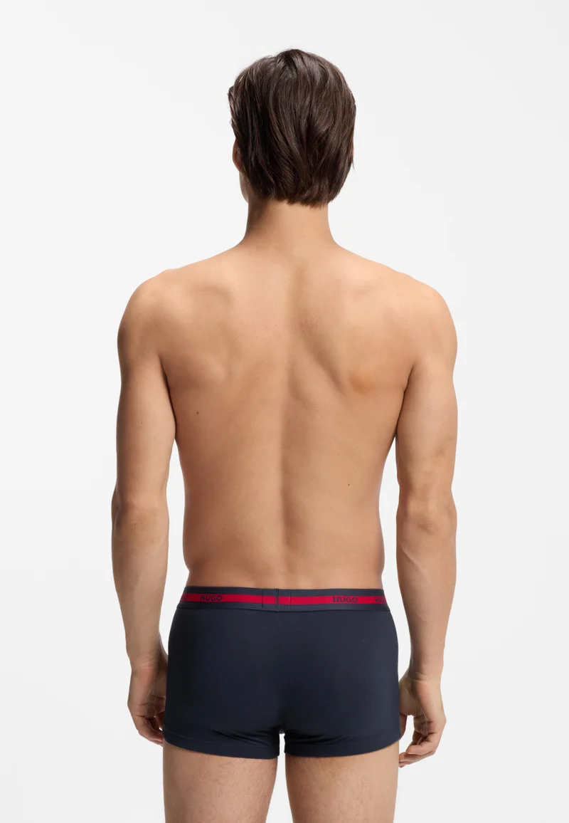 HUGO Dark Blue Three-pack of logo trunks in stretch cotton for Men | Best Price UAE