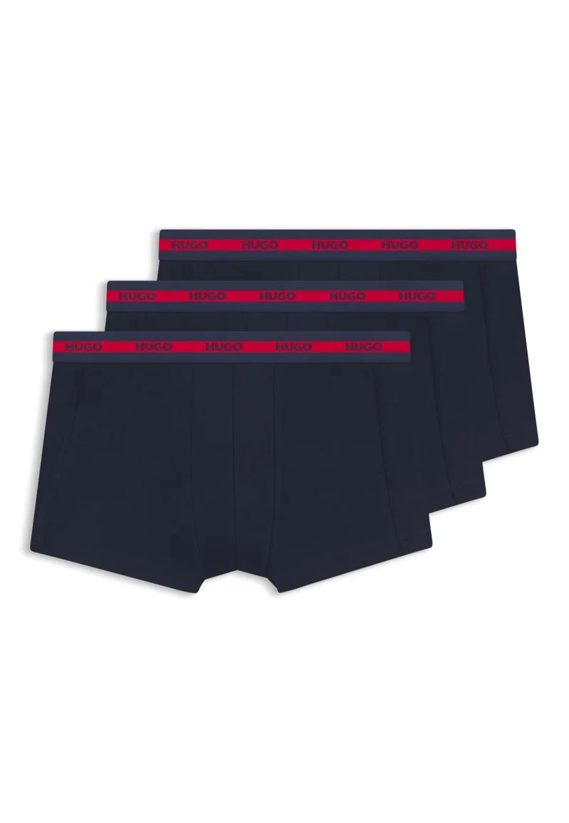 HUGO Dark Blue Three-pack of logo trunks in stretch cotton for Men | Best Price UAE