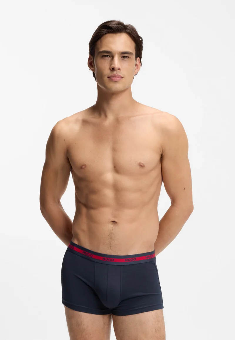 هوجو ثلاثة قطع بوكسرات بشعار الخصر من القطن المطاطي