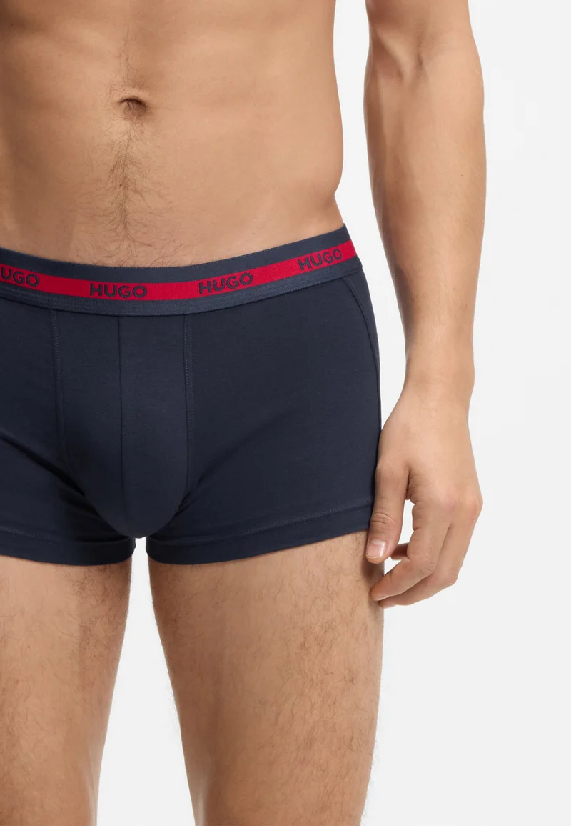 HUGO Dark Blue Three-pack of logo trunks in stretch cotton for Men | Best Price UAE