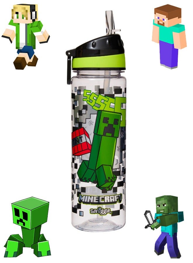 Zak Designs Minecraft Water Bottle For School or Travel, 23 oz Food contact grade material Large capacity leak-proof portable children's water bottle (650ML) - Image 1