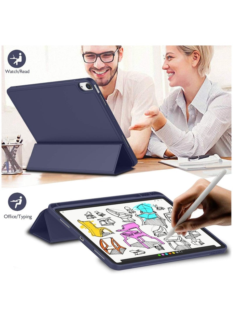 Generic iPad Air 4 , 10.9 inch Smart Cover with Stand (2022/2020) with Pencil Holder, Lockable Smart Cover/Auto Screen On/Touch ID, Transparent Cover with Auto On/Sleep, Dark Blue  - Image 4