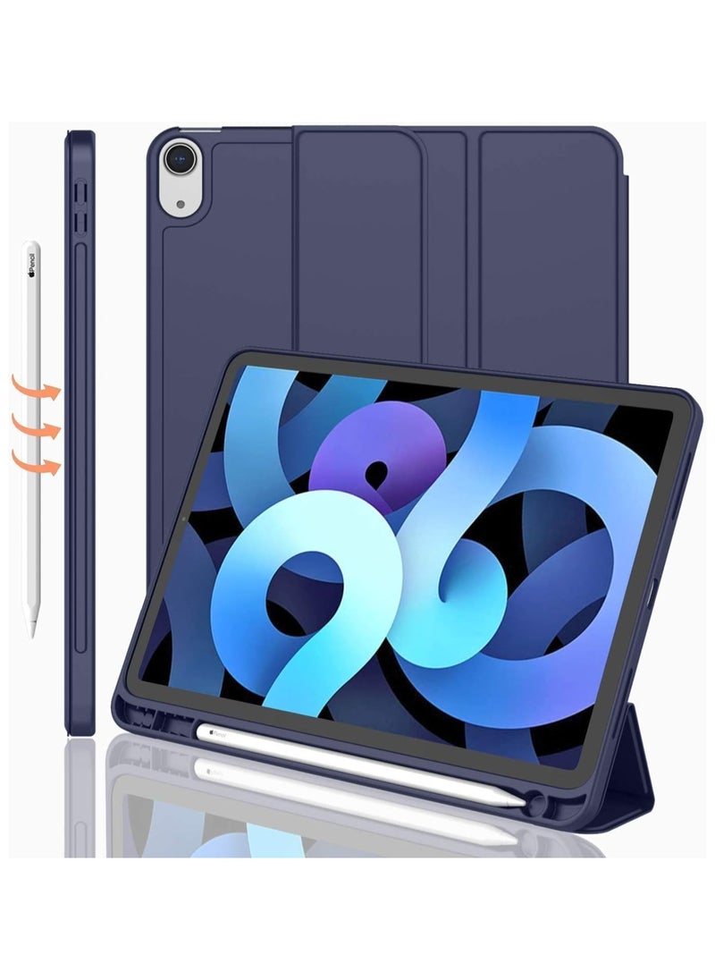 Generic iPad Air 4 , 10.9 inch Smart Cover with Stand (2022/2020) with Pencil Holder, Lockable Smart Cover/Auto Screen On/Touch ID, Transparent Cover with Auto On/Sleep, Dark Blue  - Image 5