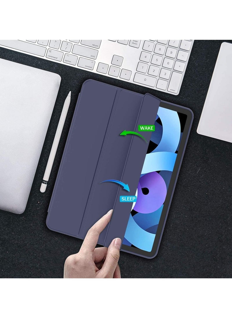 Generic iPad Air 4 , 10.9 inch Smart Cover with Stand (2022/2020) with Pencil Holder, Lockable Smart Cover/Auto Screen On/Touch ID, Transparent Cover with Auto On/Sleep, Dark Blue  - Image 3