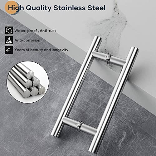 RAB Glass Handle Stainless Steel Main Door Handle, H Type Glass Door Handle Set (Code:- GLS Hand, Finish:- TT, Size:- Hole to Hole 12", Full Length 15" Pack of 1 Set) - Image 2