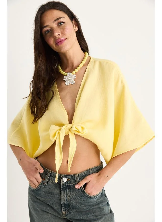 Ginger V Neck Front Tie Up Top