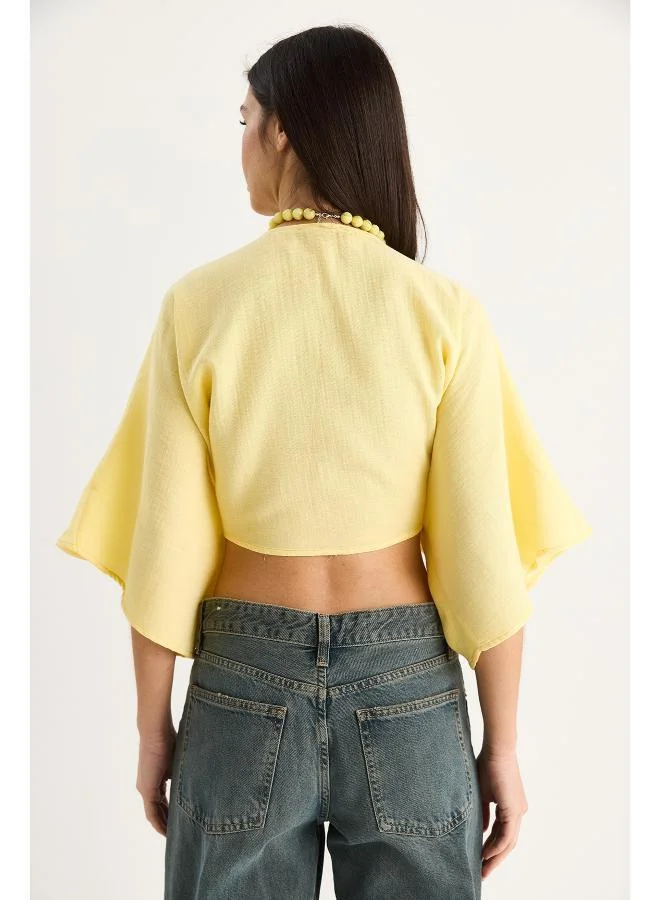 Ginger V Neck Front Tie Up Top