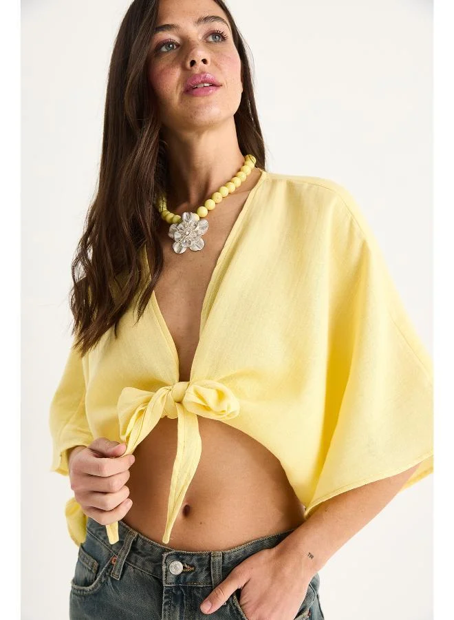 Ginger V Neck Front Tie Up Top