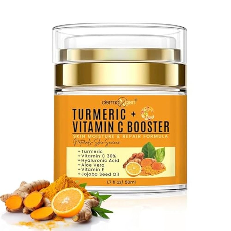 dermaxgen Hydrating & Skin Repair Cream with Hyaluronic Acid & Facial Shine Enhancer with Turmeric + 30% Vitamin C - Image 1