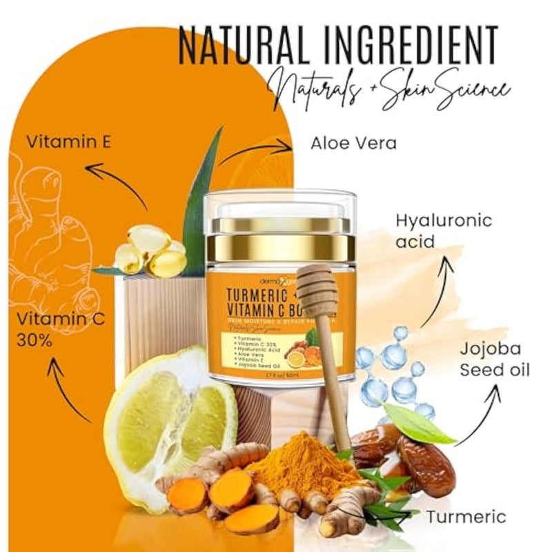 dermaxgen Hydrating & Skin Repair Cream with Hyaluronic Acid & Facial Shine Enhancer with Turmeric + 30% Vitamin C - Image 5