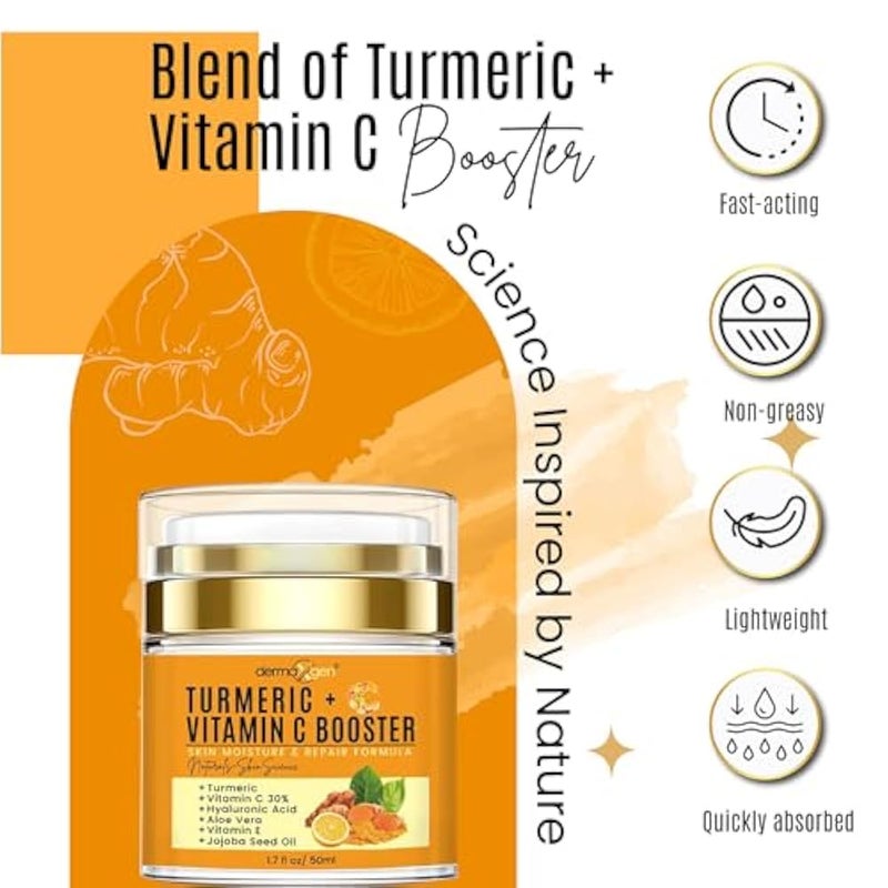 dermaxgen Hydrating & Skin Repair Cream with Hyaluronic Acid & Facial Shine Enhancer with Turmeric + 30% Vitamin C - Image 4