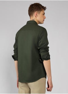 Dennis Lingo Relaxed Fit Kombu Green Cotton Shirt – Trendy and Comfortable  - Image 3