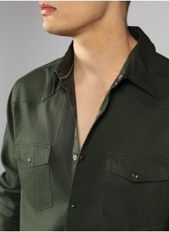 Dennis Lingo Relaxed Fit Kombu Green Cotton Shirt – Trendy and Comfortable  - Image 5