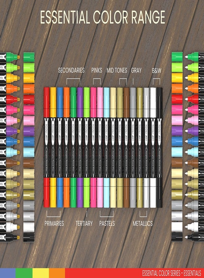 TOOLI-ART Essential Color Series Acrylic Paint Marker Set for Rock Painting, Canvas, Cups, Plastic, Metal, Glass, Paint, Fabric, Wood, Non-Toxic, Quick Drying, Water Based (18 DOUBLE SIDES) - Image 4