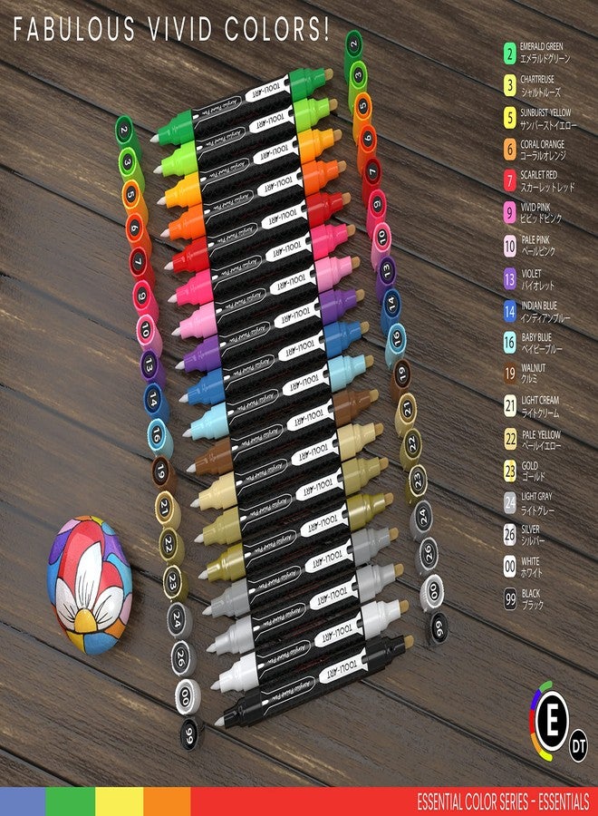 TOOLI-ART Essential Color Series Acrylic Paint Marker Set for Rock Painting, Canvas, Cups, Plastic, Metal, Glass, Paint, Fabric, Wood, Non-Toxic, Quick Drying, Water Based (18 DOUBLE SIDES) - Image 5