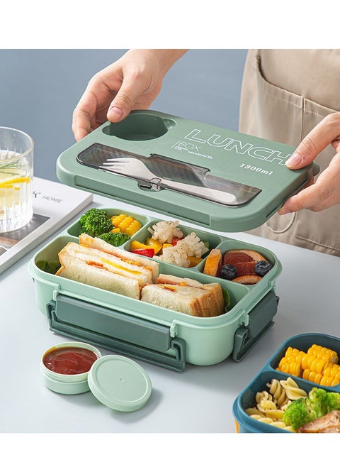 1300ml Lunch box microwave sealed lunch box with fork spoon chopsticks sauce