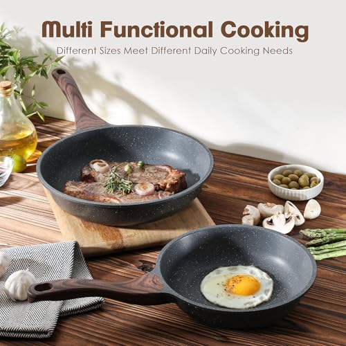 SENSARTE Nonstick Frying Pan Skillets, Swiss Granite Coating Omelette Pans, Healthy Cookware Chef's Pans, Free of Intentionally Added PFOA (8+10 Inch) - Image 5