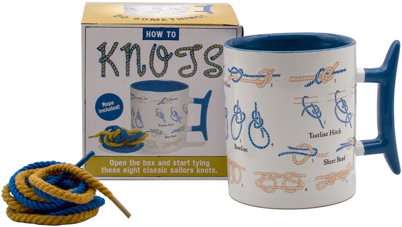 The Unemployed Philosophers Guild How To Tie Knots Mug - Learn to Make 8 Different Knots Over Coffee, Comes in a Gift Box, Rope Included, 12 oz - Image 1