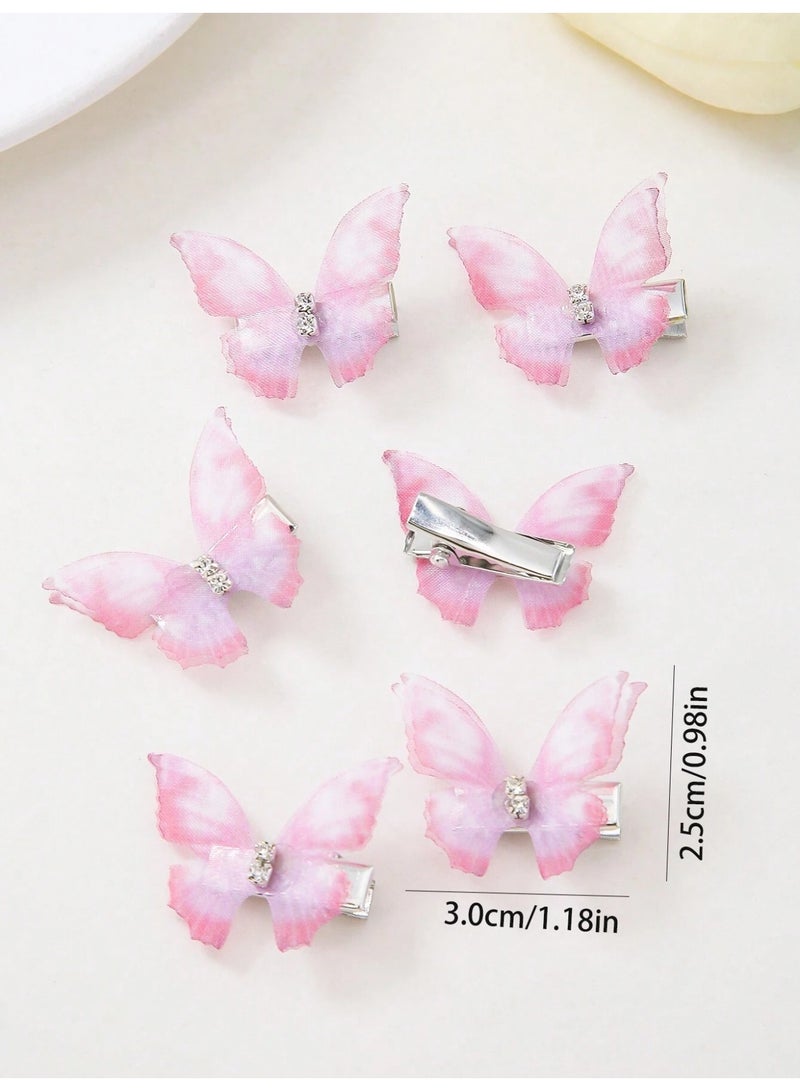 مجموعة مشابك شعر للأطفال 10 قطع بتصميم فراشات باللون الوردي - Image 4