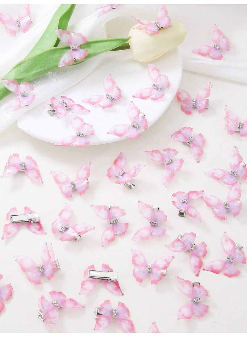 مجموعة مشابك شعر للأطفال 10 قطع بتصميم فراشات باللون الوردي - Image 5