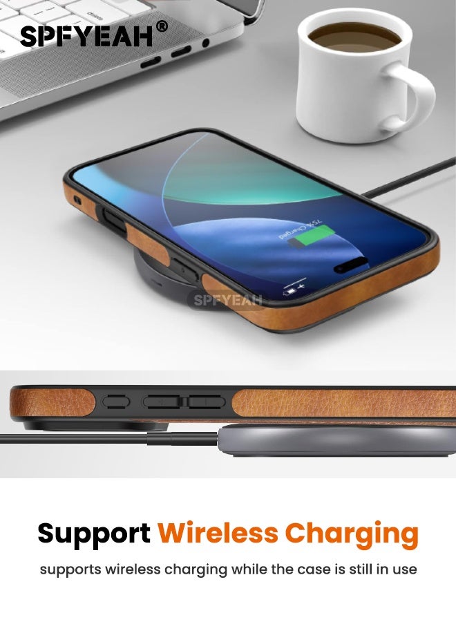 SPFYEAH iPhone 17 Pro Max Case with Privacy Screen Protector | 2-in-1 Bundle, Leather Case with Kickstand, Luxury, Elegant, and Beautiful Design Cover, Shockproof Slim Phone Cover Compatible with iPhone 17 Pro Max 6.9 inch (Brown, 1+1 Pack) - Image 5