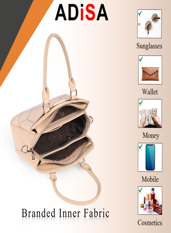 ADISA embroidered handbag shoulder bag for women and girls with detachable sling belt (AD4080-CRE) - Image 4