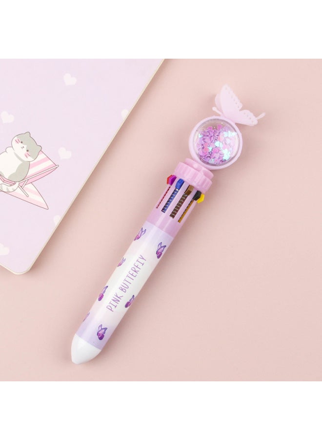 HELPS Carto Rabbit 10 Color Ballpoint Pen Creative Cute Press Hand Account Pen Student Multifunctional Examination Office Signature Pen - Image 1