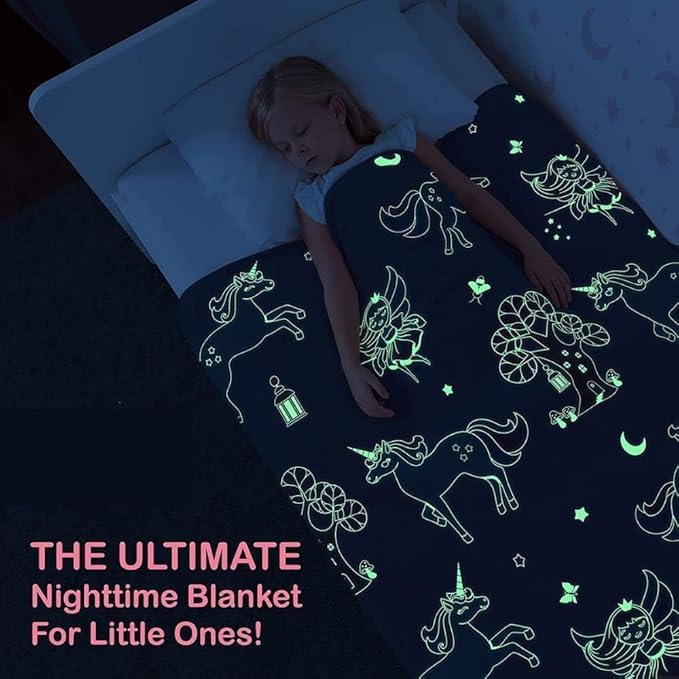 MASHUR FAB All-Season Glow in The Dark Kids Blanket – Polar Fleece Lightweight Single Bed Blanket | 200x152 cm | Unicorn Printed, Soft & Cozy (Pink) - Image 3