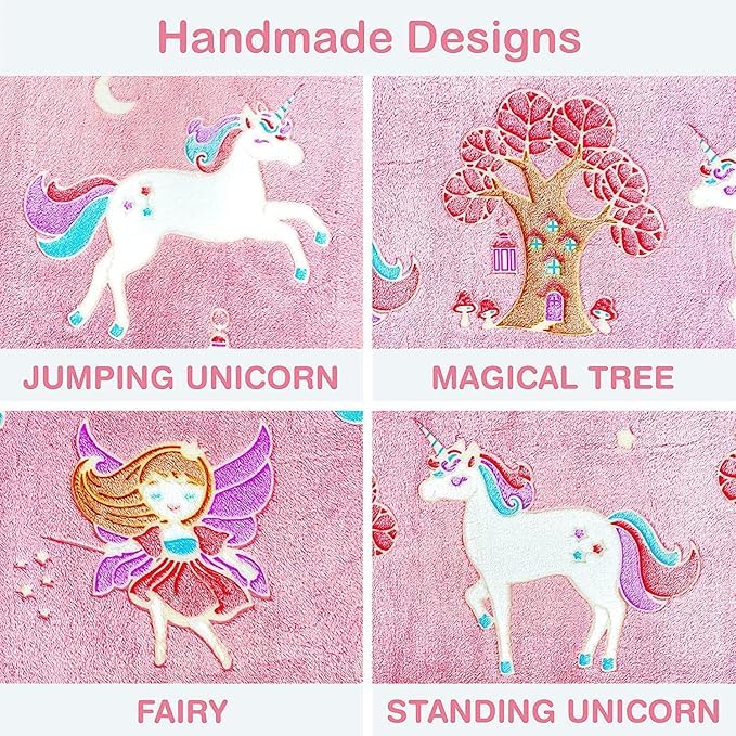 MASHUR FAB All-Season Glow in The Dark Kids Blanket – Polar Fleece Lightweight Single Bed Blanket | 200x152 cm | Unicorn Printed, Soft & Cozy (Pink) - Image 2