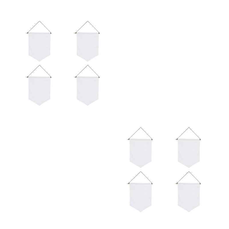 8 pcs Display Pennant Banner Enamel Lapel Pin Badge Flag Plain Blank Canvas Wall Banner (White) - Image 1