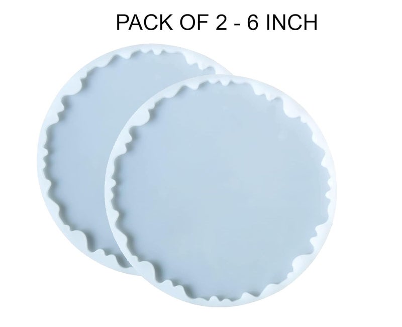 Snoogg SNOOGG Pack of 2 Size 6 Inch Silicone A-Gate Uneven Geode Round Shaoe Heavy Duty Moulds and Epoxy Resin Casting Resin Art DIY Project  - Image 2