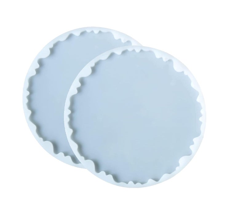 Snoogg SNOOGG Pack of 2 Size 6 Inch Silicone A-Gate Uneven Geode Round Shaoe Heavy Duty Moulds and Epoxy Resin Casting Resin Art DIY Project  - Image 1