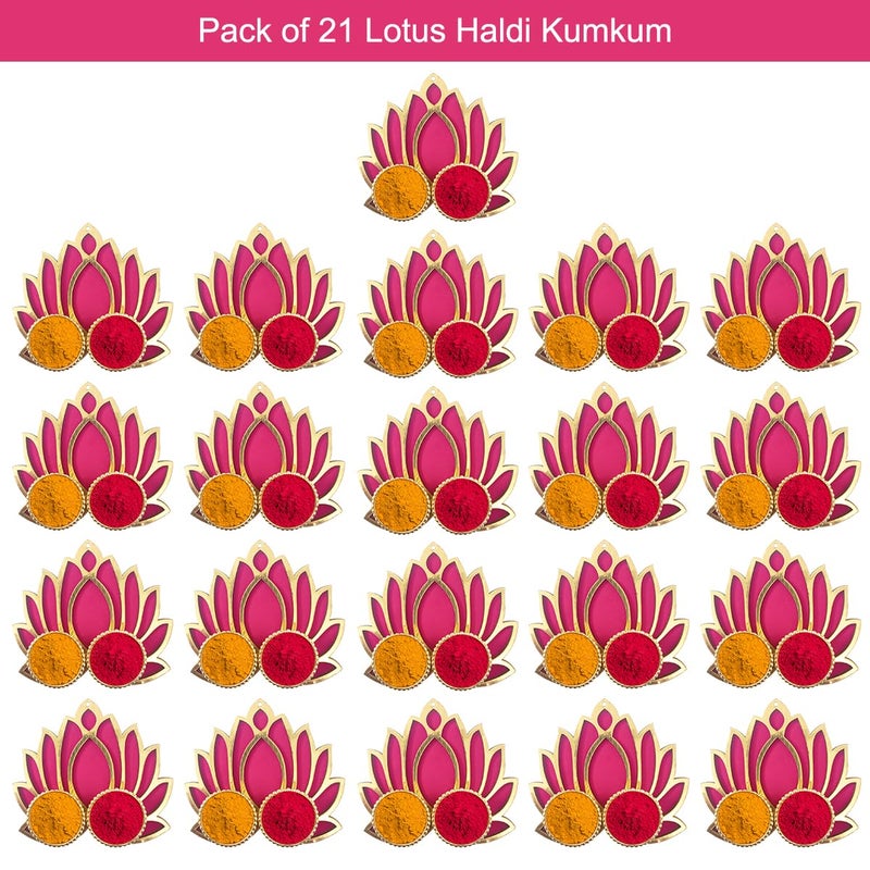 Saugat Traders Saugat Traders Handmade Lotus Haldi Kumkum Return Gifts for Puja Favors Items Pack of 21 TurmericPasupu Kumkuma Pooja Function Ladies Women - Image 2