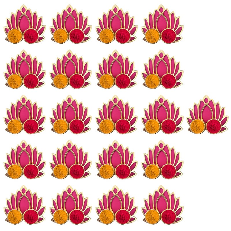 Saugat Traders Saugat Traders Handmade Lotus Haldi Kumkum Return Gifts for Puja Favors Items Pack of 21 TurmericPasupu Kumkuma Pooja Function Ladies Women - Image 1