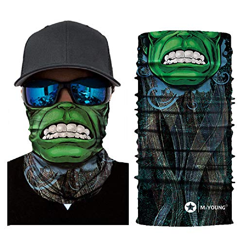 M-YOUNG Skull Face Sun Mask half,Bandanas,Neck Gaiter, Headwear, Headband for Fishing, Hunting,Yard work (White) - Image 1