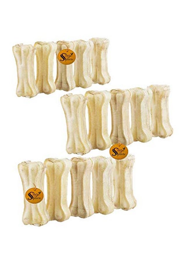 Sage Square Pressed Rawhide Chew Bone Treat For Healthy Dog Heathcare (3 Inch) (Pack Of 15 Chew Bones)  - Image 1