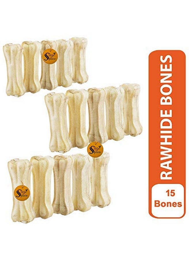 Sage Square Pressed Rawhide Chew Bone Treat For Healthy Dog Heathcare (3 Inch) (Pack Of 15 Chew Bones)  - Image 2