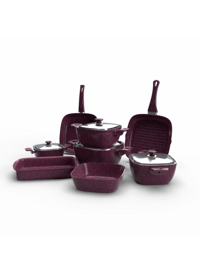 توب شيف مجموعة مكونة من 12 أواني طهي جرانيت غير لاصقة