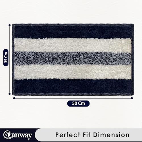 CANWAY® 1100 GSM Rectangular 2 Pieces|50 x 35 cm| Anti-Skid Microfiber Bathroom Door Mat, Water Absorbent Floor Mat|Blue - Image 2