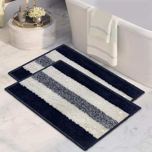 CANWAY® 1100 GSM Rectangular 2 Pieces|50 x 35 cm| Anti-Skid Microfiber Bathroom Door Mat, Water Absorbent Floor Mat|Blue - Image 1