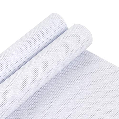 Pllieay 2 Pieces 14 Count Big Size White Aida Cross Stitch Fabric, Classic Reserve Aida Cloth, 19.6 x 21.6 Inch - Image 1