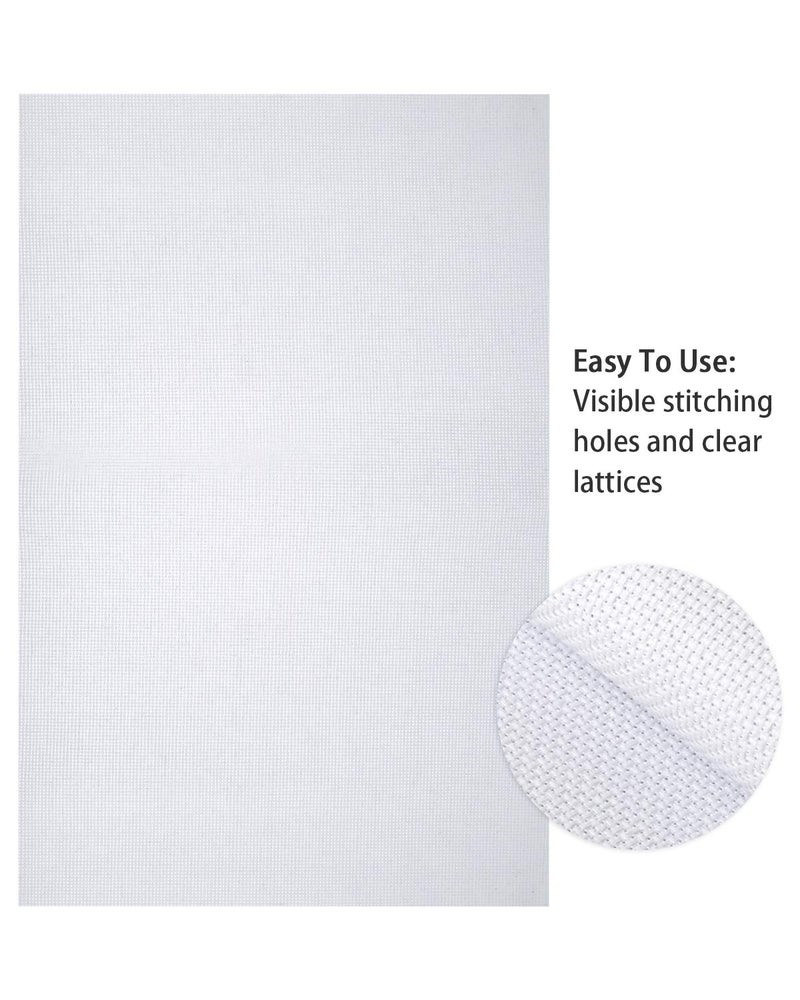 Pllieay 2 Pieces 14 Count Big Size White Aida Cross Stitch Fabric, Classic Reserve Aida Cloth, 19.6 x 21.6 Inch - Image 4