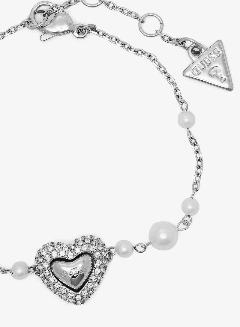 GUESS Heart & Pearls Chain Bracelet