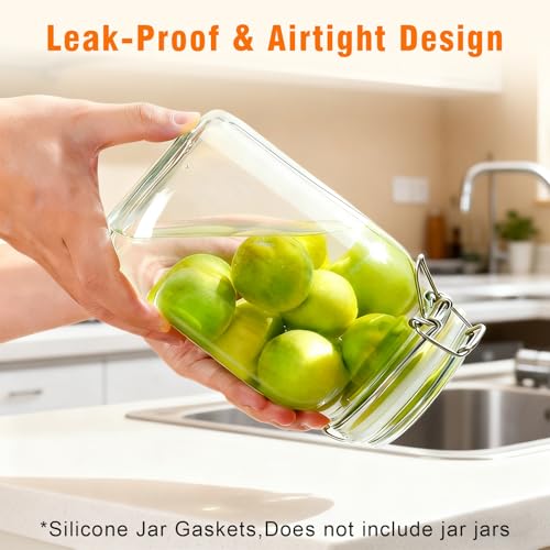JINUYYNA 3.75 Inches Diameter Rubber Seals for Glass Jars, 6 Pcs Food Grade Airtight Replacemen Silicone Jar Gaskets, Leakproof Gasket Sealing Rings for Canning Mason Jars, Fits Most Sizes (White and Orange) - Image 5