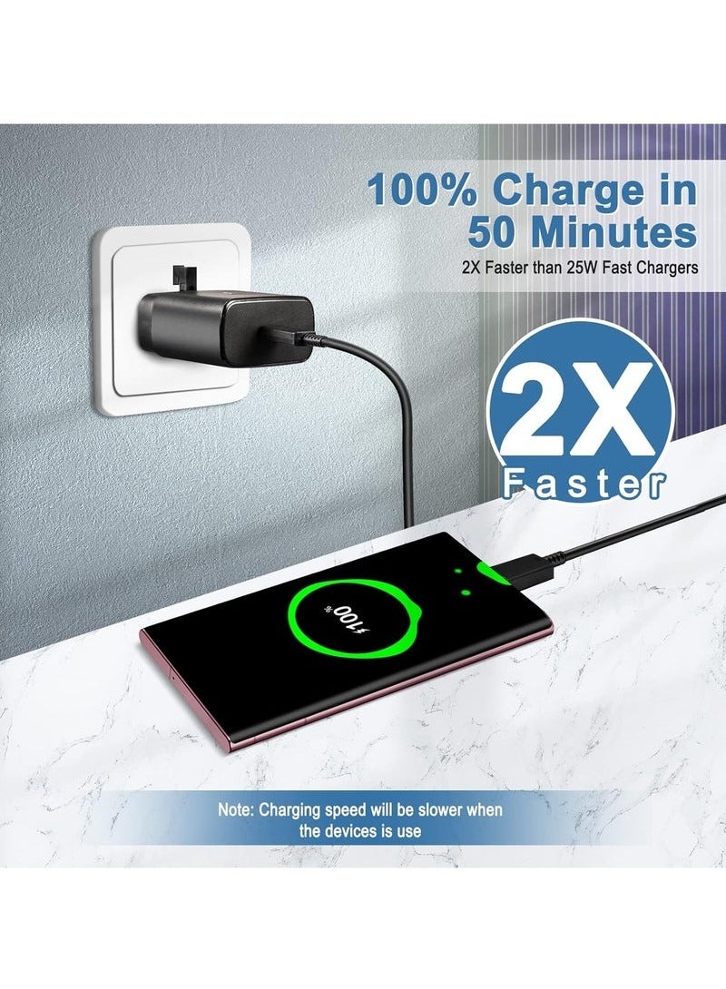 Fast Charger for Samsung Galaxy Charger Head with Charging Cable 45 watts, S23 Ultra S23 Plus S23 S23 S22 Ultra S22 S21 Ultra S21 S21 A54 A53 A52 A32-45W with Type-C 5A fast Cable - Image 2