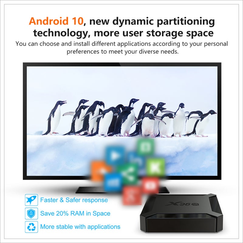 X96Q Android 10.0 Allwinner H313 Quad Core Set Top Box V7545EU-16G_P Black - Image 4