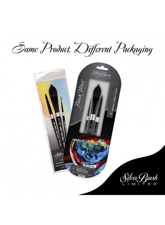 Silver Brush Limited Silver Brush Limited Wc-3000S Black Velvet Master Watercolor Set, Set Of 3 Brushes, Script Liner Size 1, Oval Wash Size 3/4 Inch, And Round Size 8 - Image 4