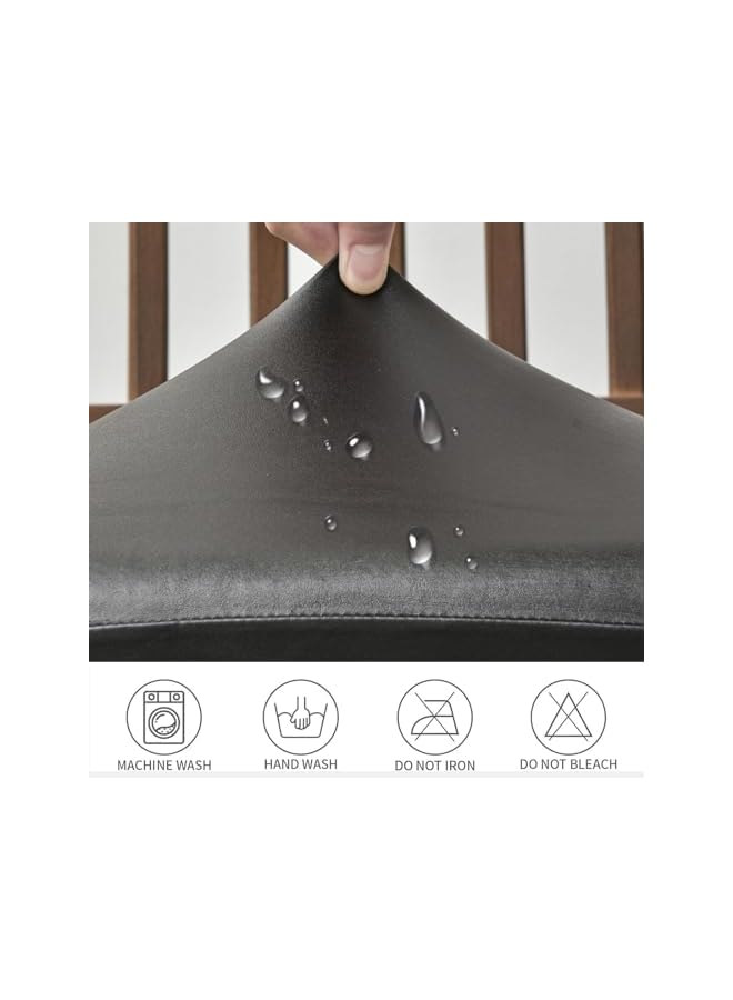 The Bros Seat Covers, Set of 4 Stretch PU Leather Dining Chair Seat Covers Removable Kitchen Chair Covers Washable, For Dining Room Chairs (Rear Covers-Black) - Image 4
