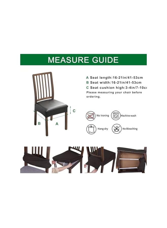 The Bros Seat Covers, Set of 4 Stretch PU Leather Dining Chair Seat Covers Removable Kitchen Chair Covers Washable, For Dining Room Chairs (Rear Covers-Black) - Image 3