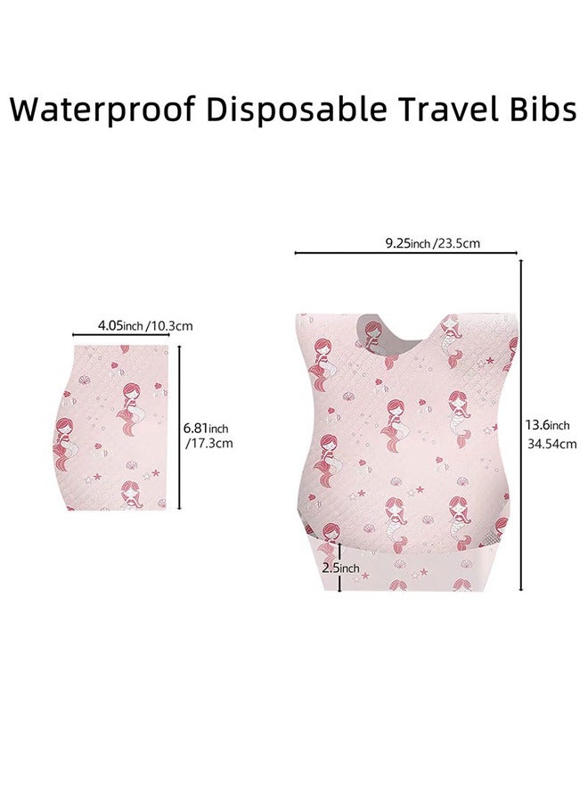 25 Pcs Baby Disposable Bibs Travel Feeding Bib- Leakproof Liner, Food Catcher Pocket for 6-18 Months Babies Toddlers, Pink - Image 2